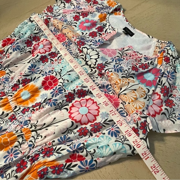 Talbots Floral Tile Print Smocked Cotton Dress Size 12 Fit & Flare Garden Party - Picture 11 of 12